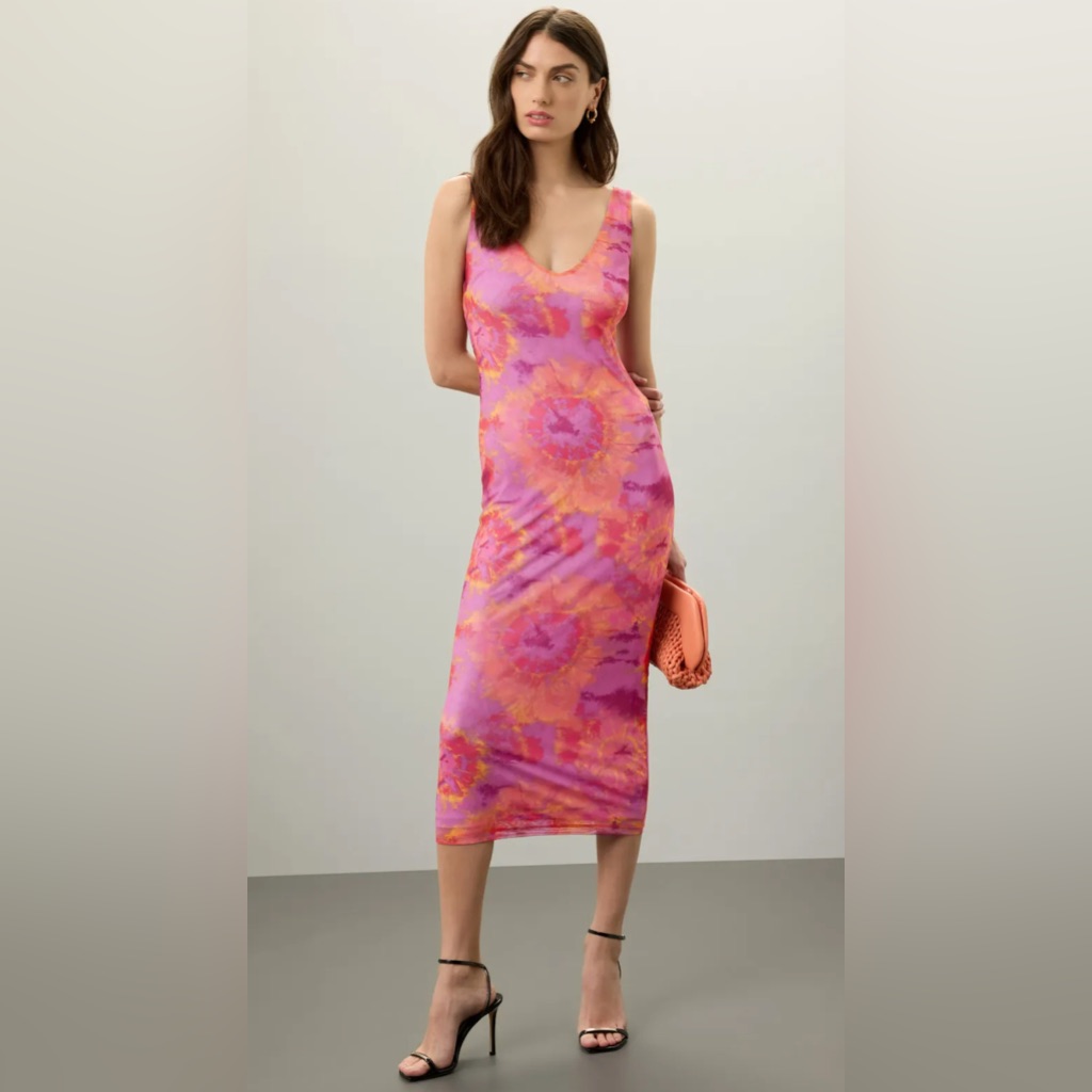 $455 Ronny Kobo Collective Tie Dye Mesh Maxi Dress Size Small